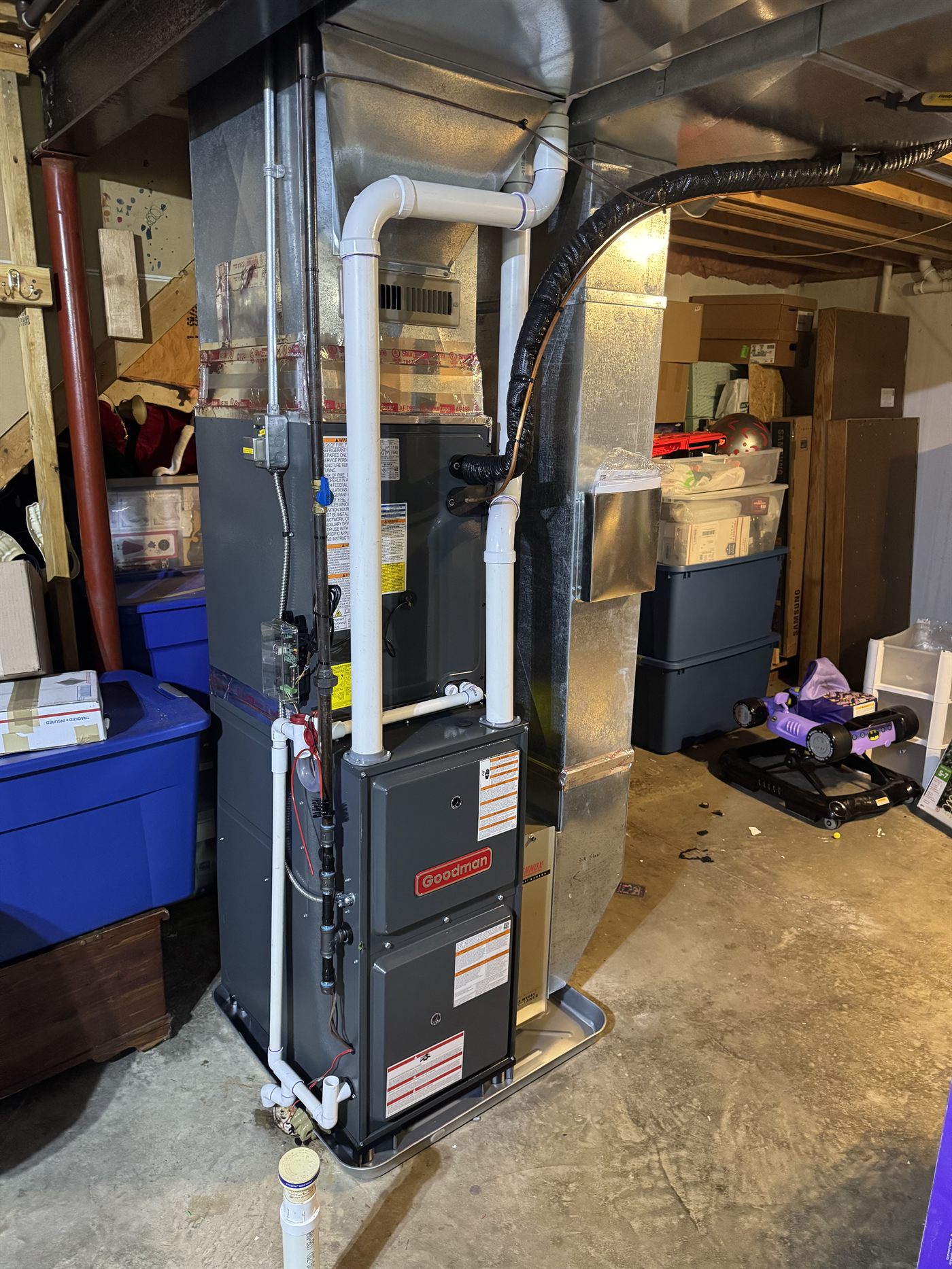 Goodman furnace installation with ductwork by JT's Heating Cooling and Plumbing
